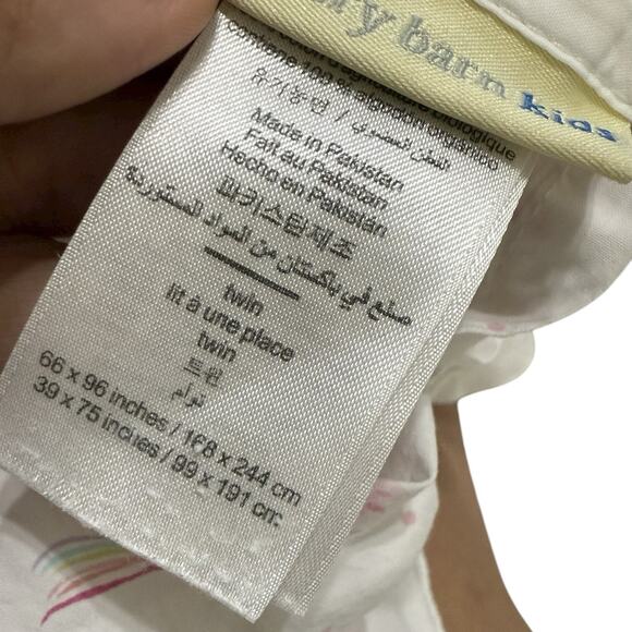 Pottery Barn Kids Pink Rainbow Unicorn Twin Sheet Set Organic Cotton Fitted - Picture 6 of 7